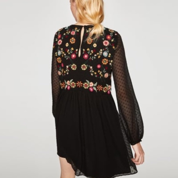 Zara Embroidered Dot Mesh Dress - Picture 4 of 6